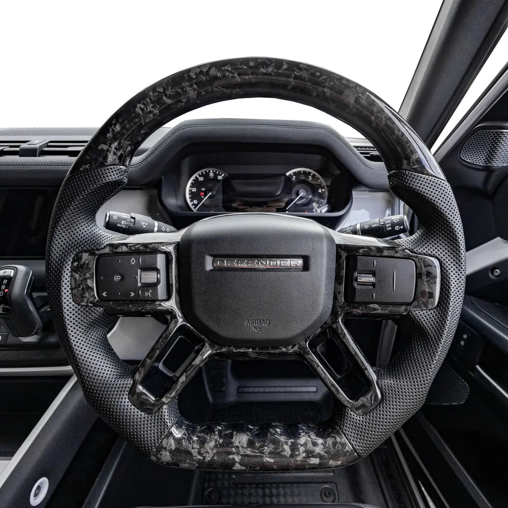 Steering Wheel Perforated Leather & Forged Carbon Fibre For Land Rover Defender L663 2020+