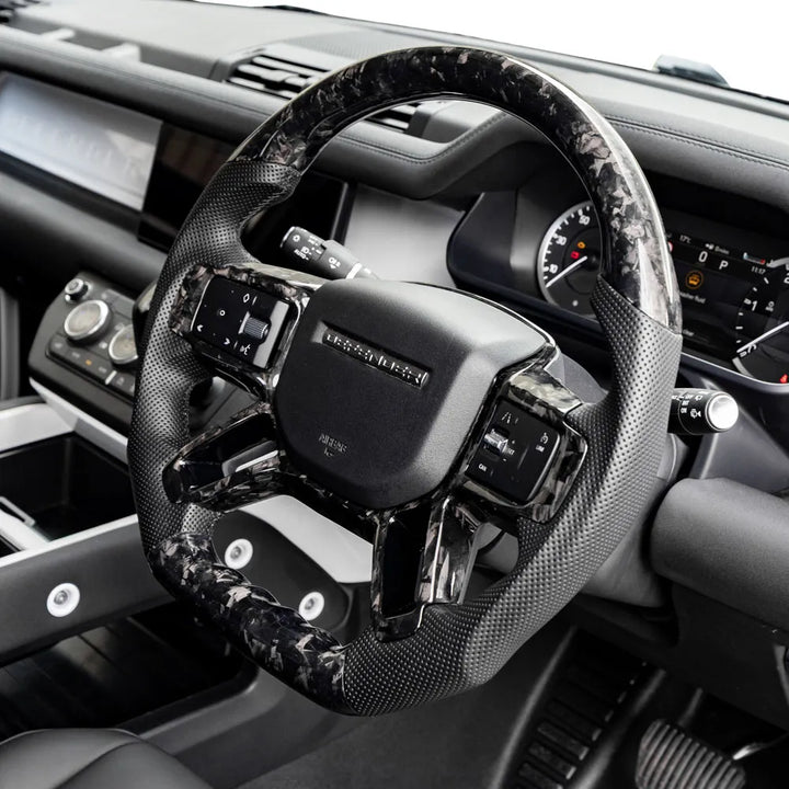Steering Wheel Perforated Leather & Forged Carbon Fibre For Land Rover Defender L663 2020+