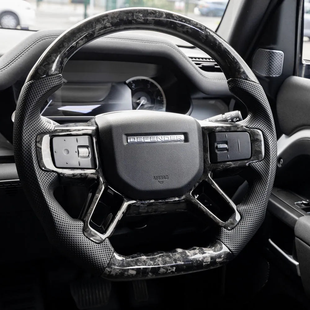 Steering Wheel Perforated Leather & Forged Carbon Fibre For Land Rover Defender L663 2020+
