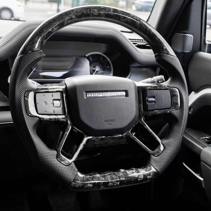 Steering Wheel Perforated Leather & Forged Carbon Fibre For Land Rover Defender L663 2020+
