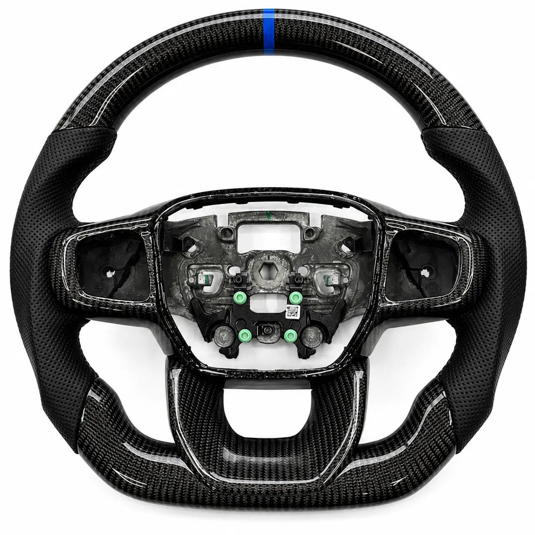 Steering Wheel Perforated Leather & Real Carbon Fibre For Ford Transit Custom 2024+