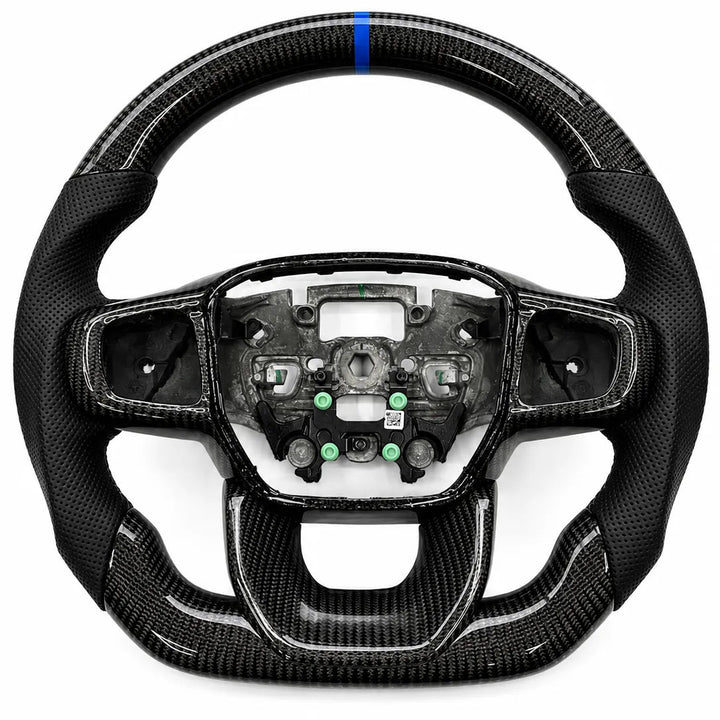 Steering Wheel Perforated Leather & Real Carbon Fibre For Ford Transit Custom 2024+