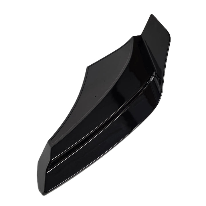 RHS black plastic ABS Rear Bumper Canard Land Rover L663 vehicle lower lip with glossy finish shown against a solid white background.
