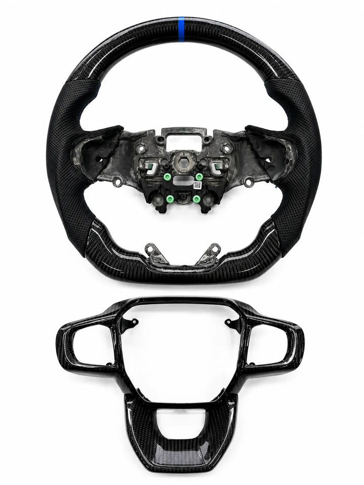 Steering Wheel Perforated Leather & Real Carbon Fibre For Ford Transit Custom 2024+