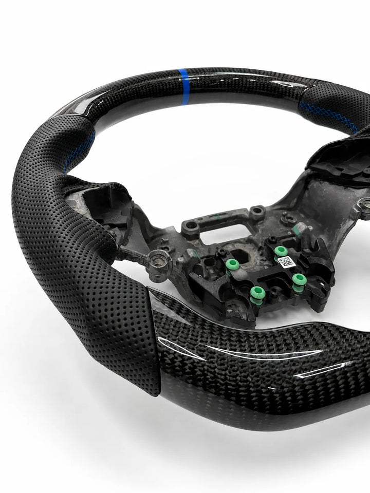 Steering Wheel Perforated Leather & Real Carbon Fibre For Ford Transit Custom 2024+
