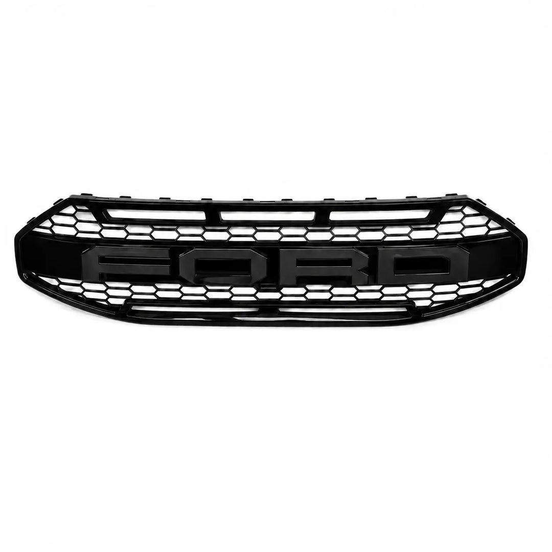 A black honeycomb front grille with a prominent gloss black 'FORD' logo across the center, shown against a plain white background.