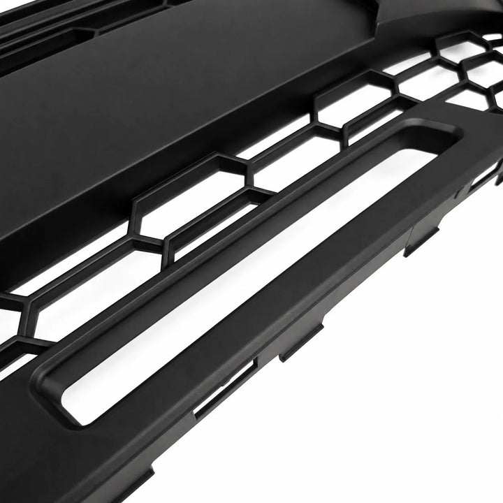 Black honeycomb grille on a white background