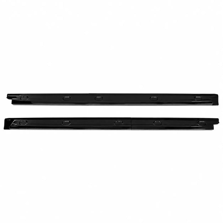 A pair of black ABS Plastic side Skirt Valance Foot rails shown horizontally against a plain white background.