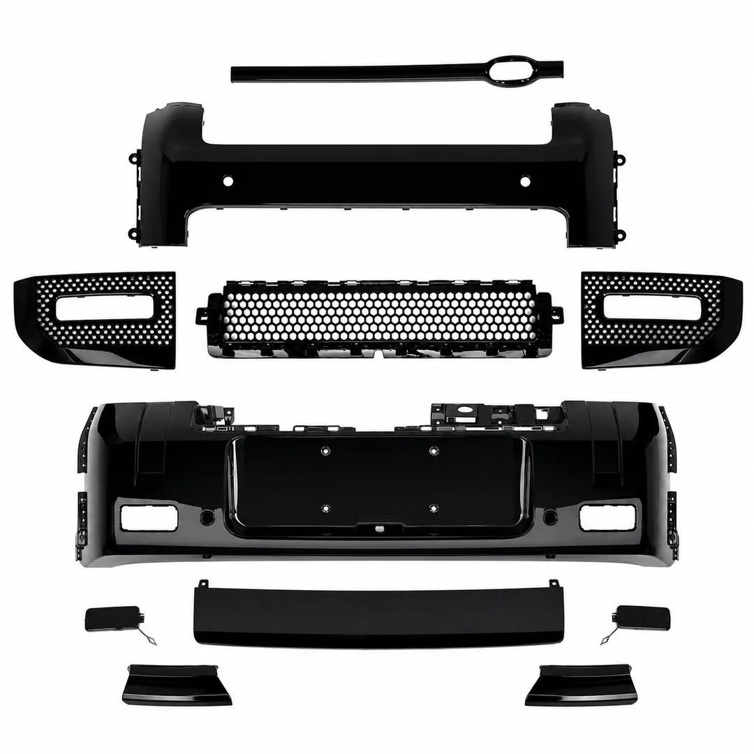 Front & Rear Black Bumper Kit For Land Rover Defender 90 / 110 L663 2020+ - Gloss Black
