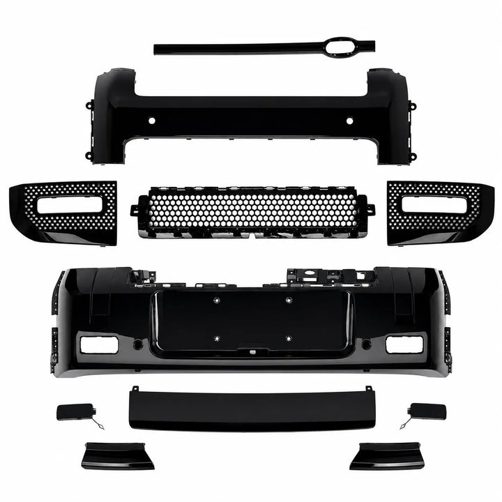 Front & Rear Black Bumper Kit For Land Rover Defender 90 / 110 L663 2020+ - Gloss Black