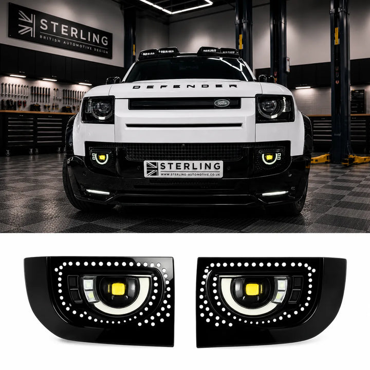 LED 'Golden Eye' Fog Light For Land Rover Defender L663 2020+ - Gloss Black