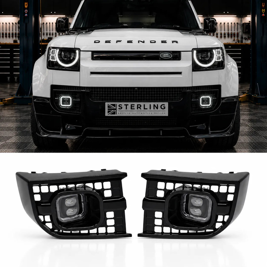 Front Fog Light Square Style For Land Rover Defender L663 2020+ - Gloss Black