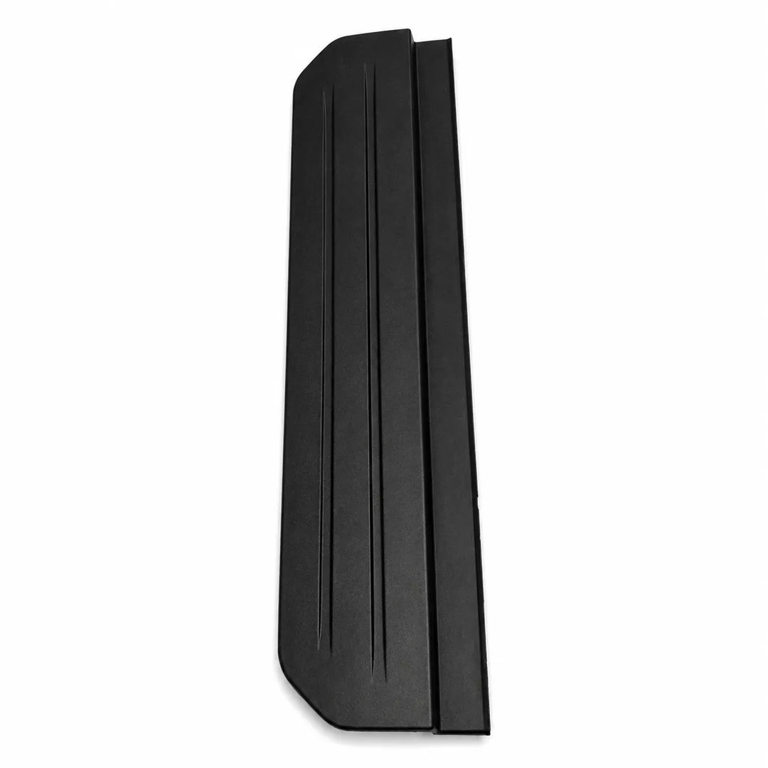 one side black protective side step foot panels with ribbed textures, shown on a plain white background. Compatible with L663 Defender