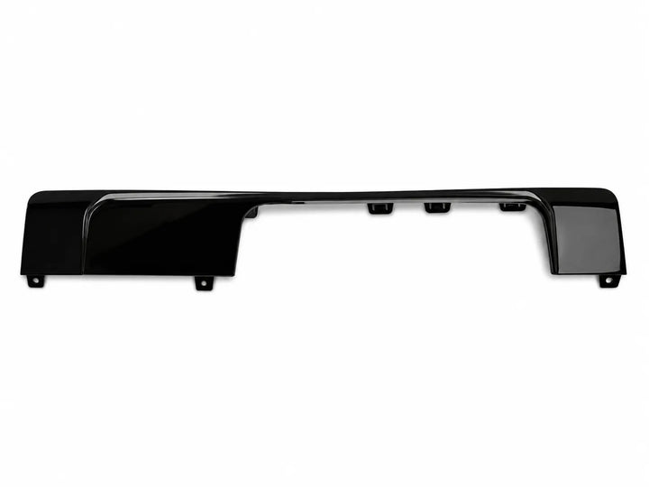 A glossy black automotive body panel or trim piece with mounting tabs, shown against a plain white background.