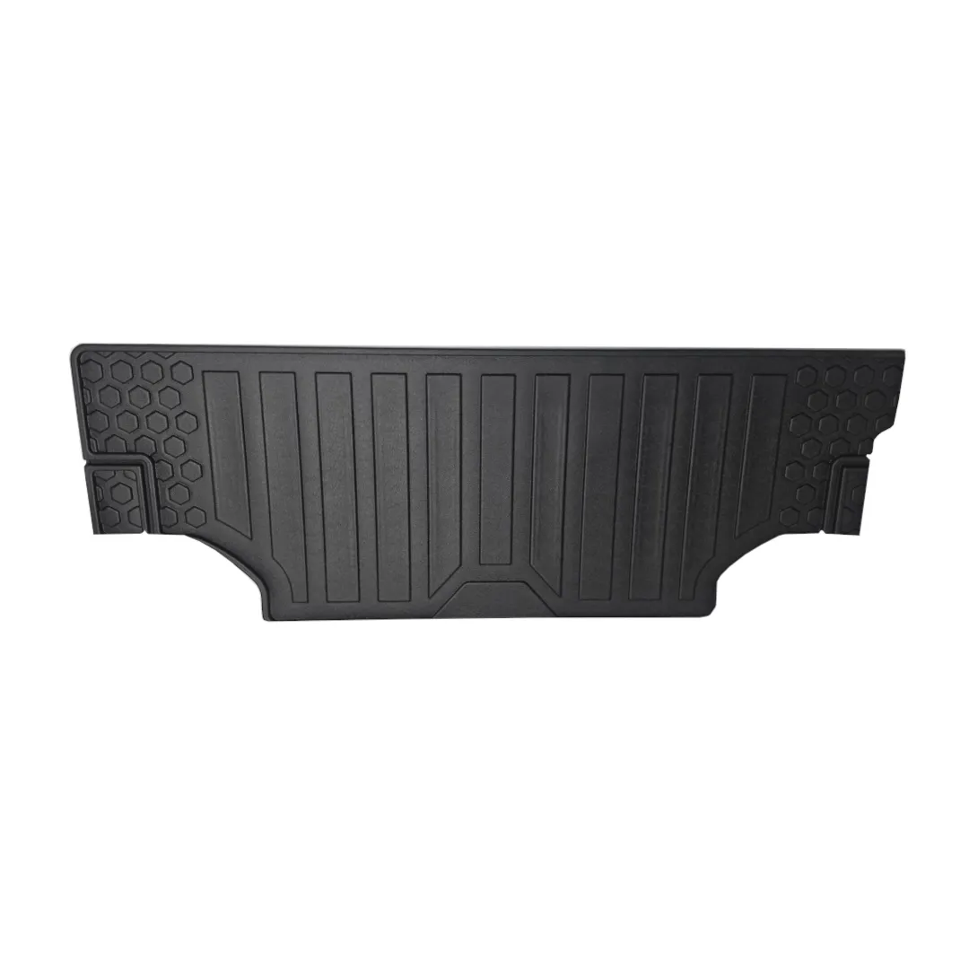 Black Boot Mat with a Textured finish, tailored fit for boot trunk land rover defender l663 90 seat conversion, main high up shot 