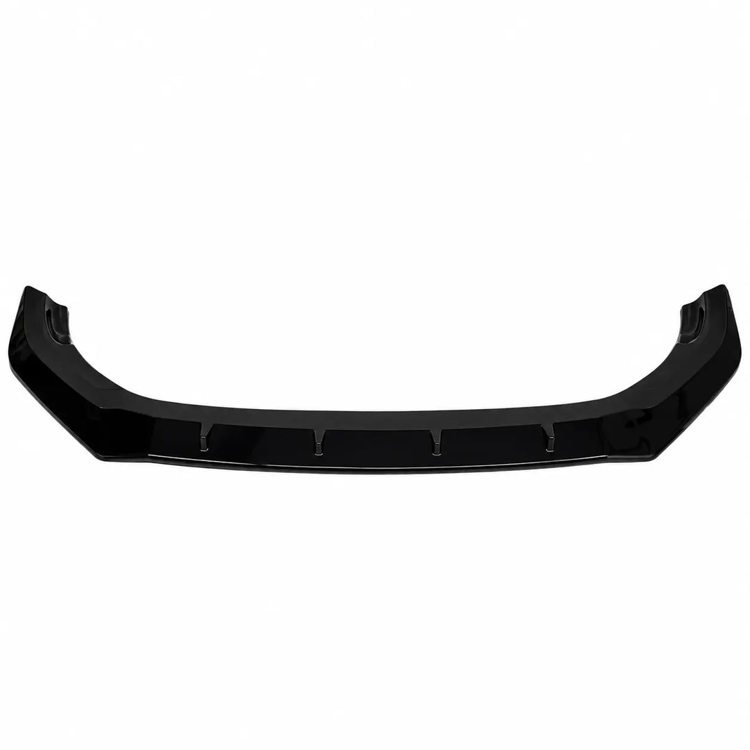 A glossy black automotive front bumper lip or splitter trim piece make for audi q7 sq7, one piece splitter valance shown from a front-facing perspective against a solid white background.
