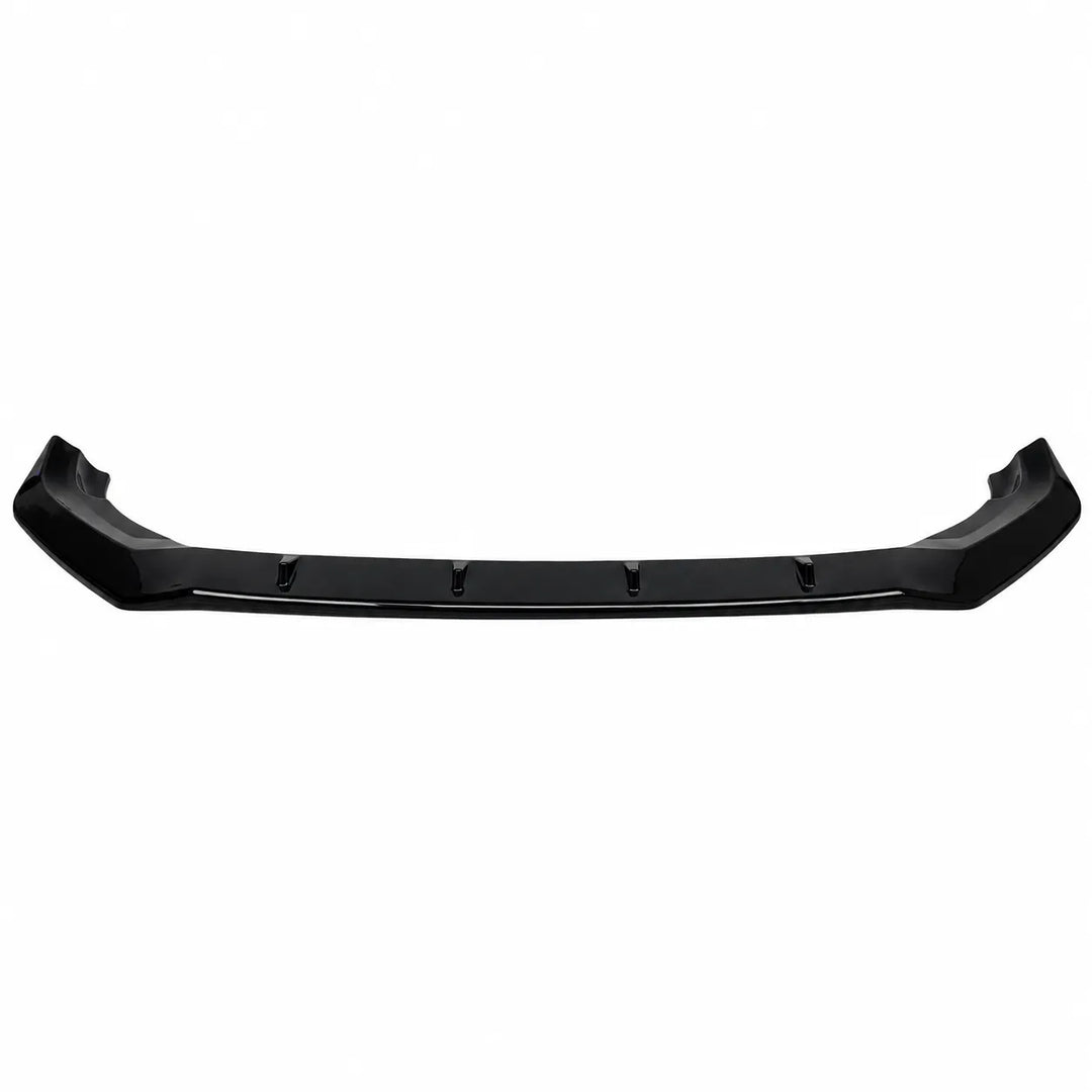 A glossy black automotive front bumper lip or splitter trim piece make for audi q7 sq7, one piece splitter valance shown from a front-facing perspective against a solid white background.