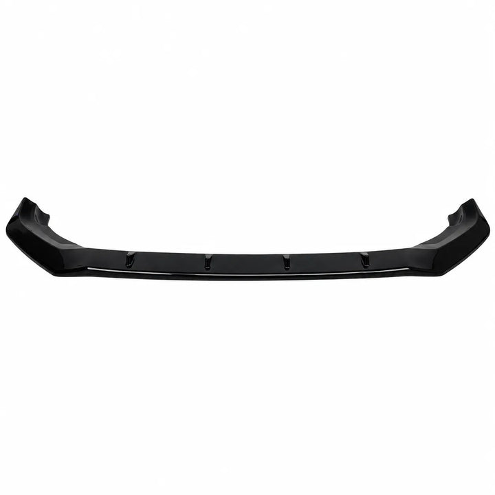 A glossy black automotive front bumper lip or splitter trim piece make for audi q7 sq7, one piece splitter valance shown from a front-facing perspective against a solid white background.