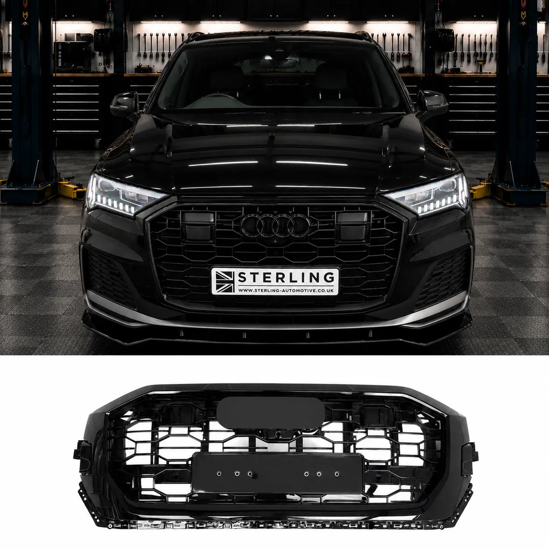 Front Grille RS Style For Audi Q7 S-Line 2020-2023 - Gloss Black