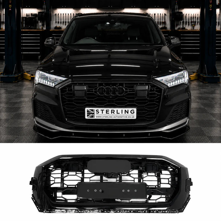 Front Grille RS Style For Audi Q7 S-Line 2020-2023 - Gloss Black