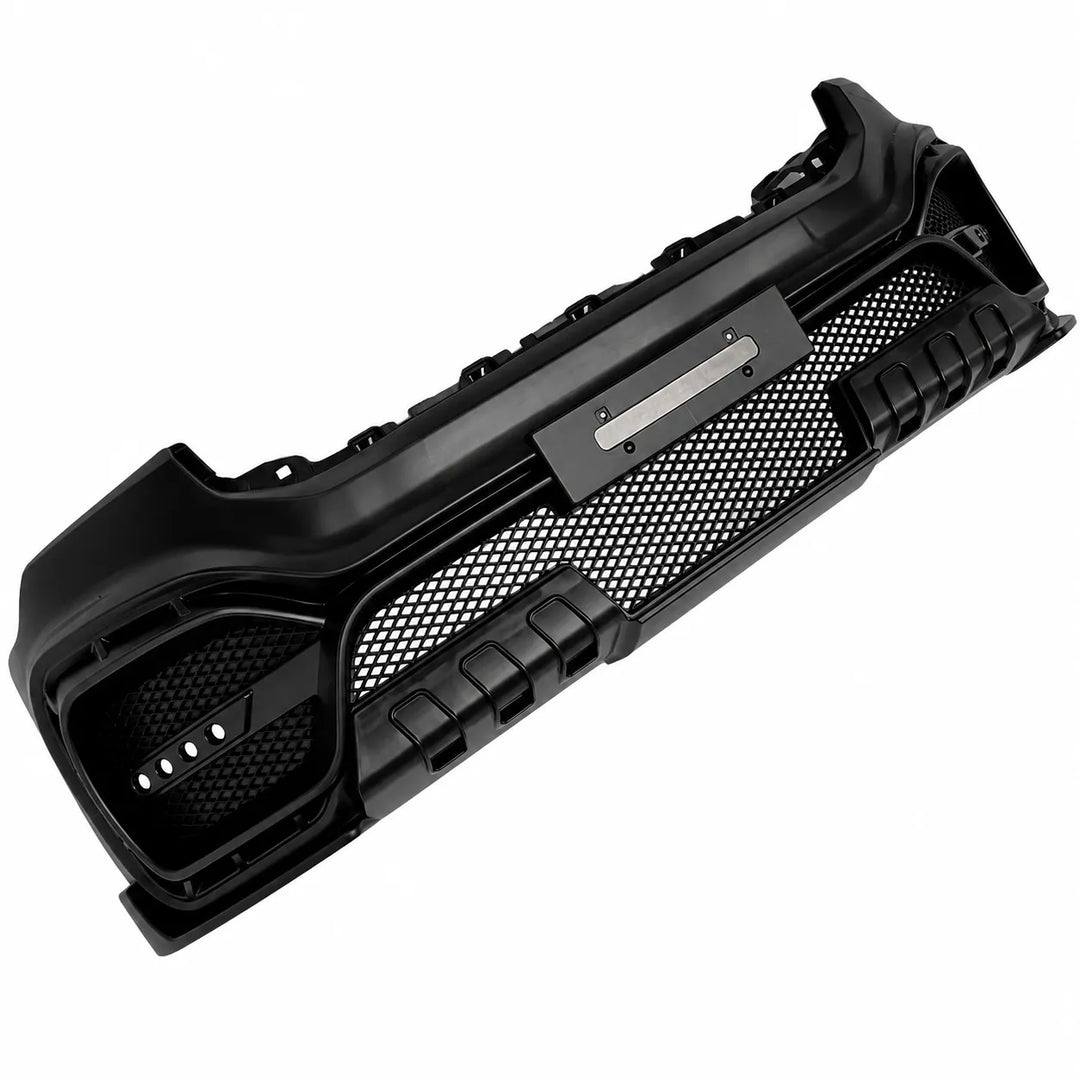 A black heavy-duty front bumper grille insert with a honeycomb mesh pattern and integrated mounting brackets for the grille, shown on a plain white background.