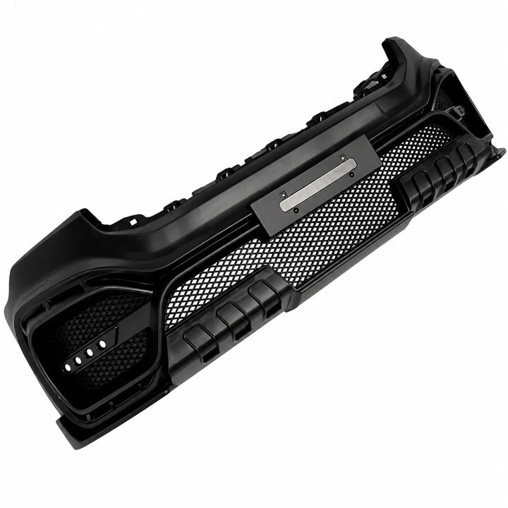 A black heavy-duty front bumper grille insert with a honeycomb mesh pattern and integrated mounting brackets for the grille, shown on a plain white background.