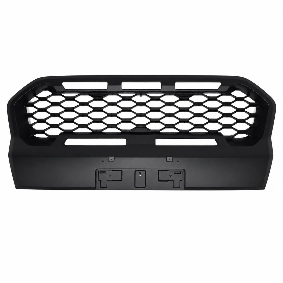 A black heavy-duty front grille with a honeycomb pattern and integrated mounting brackets, shown against a plain white background.