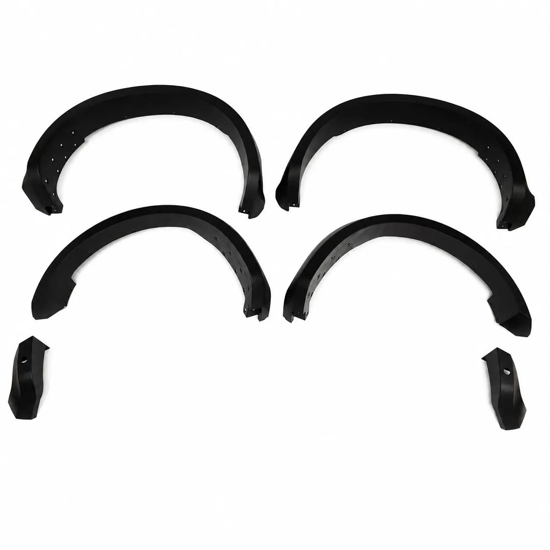 Set of black Wide Arch car fender flares for t9 raptor on a white background