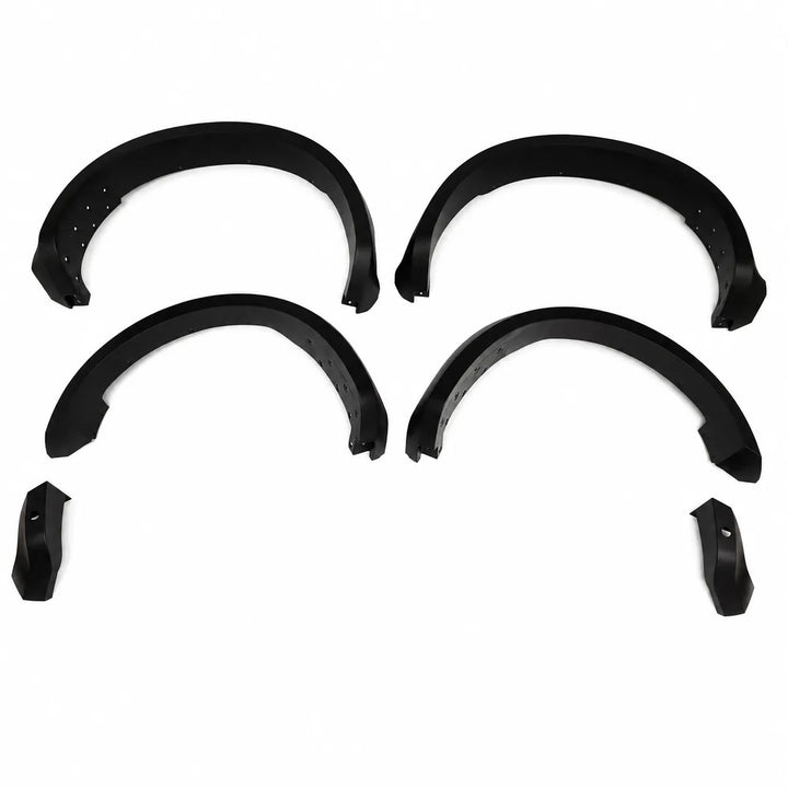 Set of black Wide Arch car fender flares for t9 raptor on a white background