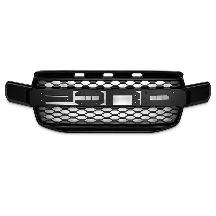 A black front grille with a honeycomb pattern and a central missing 'ford' lettering on a horizontal bar, shown against a plain white background.