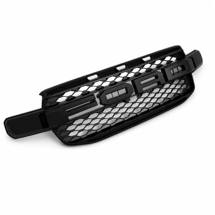 A black honeycomb grille insert with a large 'FORD' lettering emblem, shown on a clean white background.