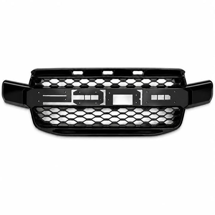 A black Ford grille with a honeycomb pattern and a central chrome 'FORD' logo bar, shown against a plain white background.