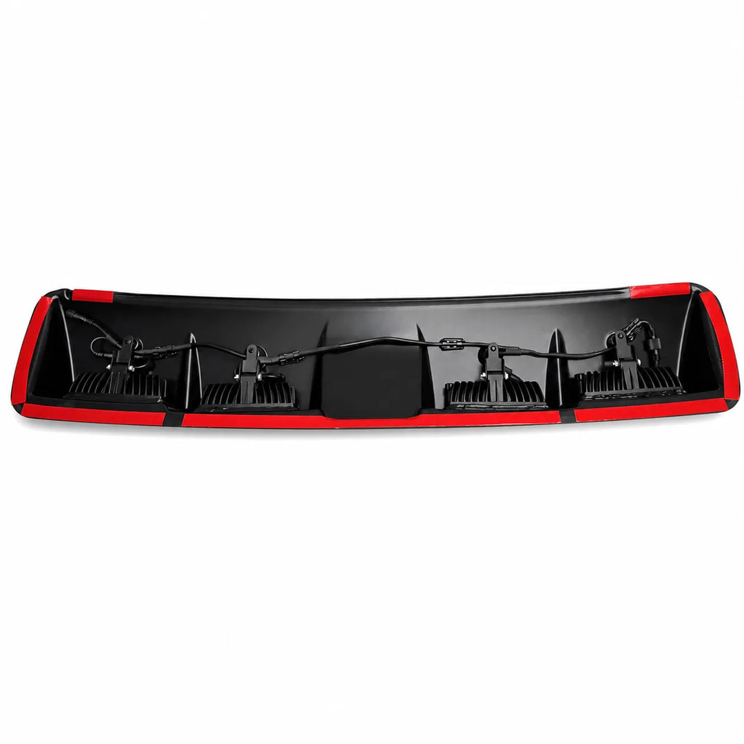 Glossy black roof light with 3M tape surround design on a white background