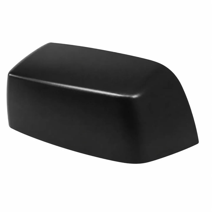 A black automotive side-view mirror housing cover with a smooth, satin finish, shown on a plain white background.