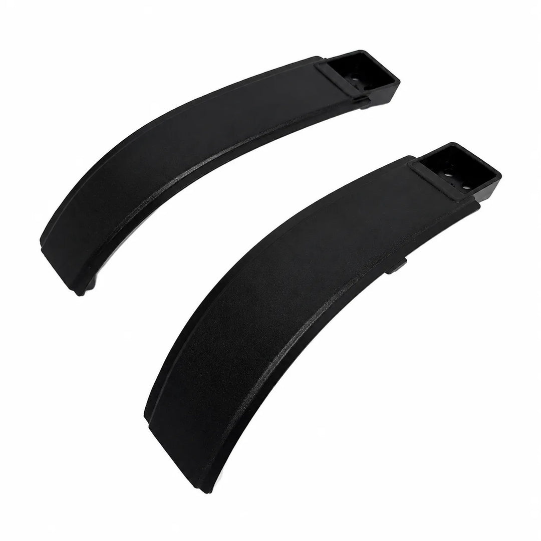 Two black curved plastic replacement parts with rectangular mounting sockets, shown on a plain white background.