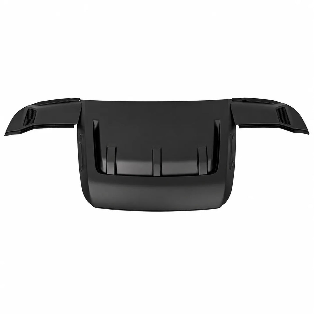A black plastic bonnet accessory cover or guard with integrated side wings, shown against a plain white background.