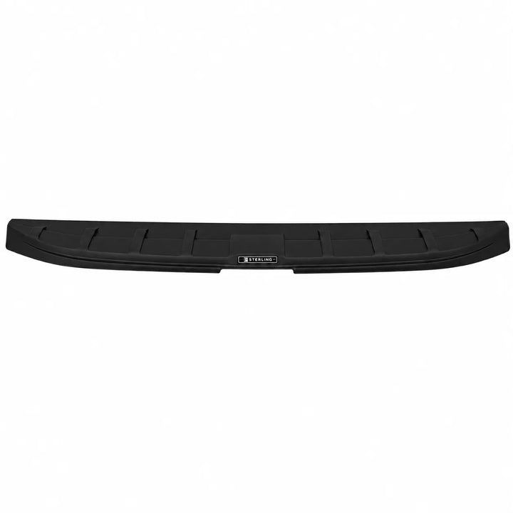 Textured Black Tailgate Spoiler with Sterling Design Badging, Exclusive Sterling Style Spoiler, Rear Tailgate Lip Finished in Textured Plastic ABS on a white background on a higher up shot