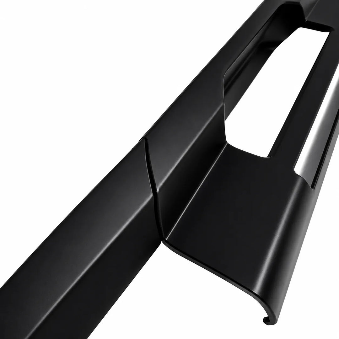 Close-up of a matte black ABS accessory with a curved, angular design and a cutout slot, shown on a plain white background.