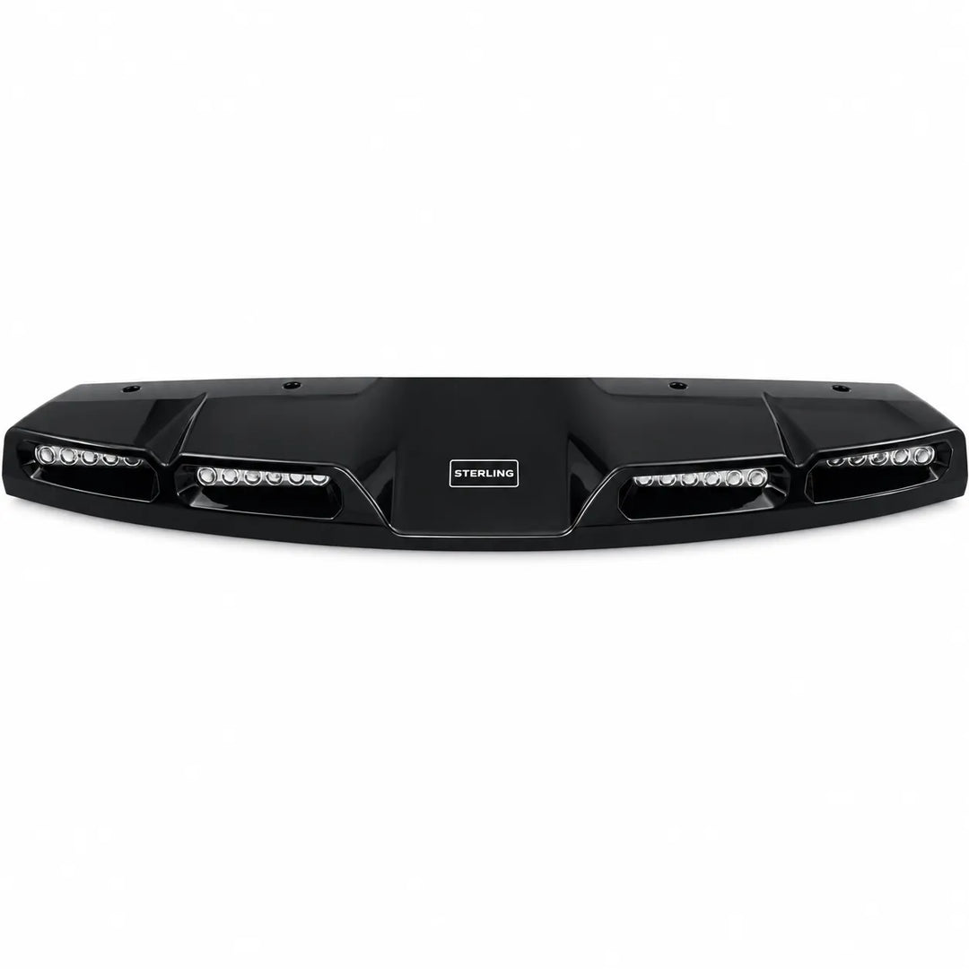 Glossy Black Roof Light 4 pod LED roof light bar 6 led light remote defender wired light for off road use and trails displayed on clean white background image.